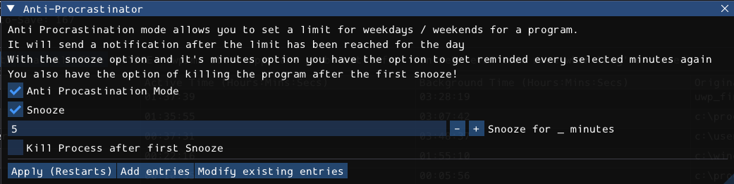 AntiProcrastination window